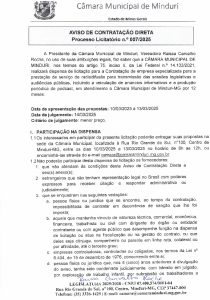 AVISO DE CONTRATAÇÃO DIRETA / PROCESSO LICITATÓRIO 007/2025