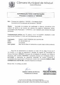 AUTORIZAÇÃO DE CONTRATAÇÃO DIRETA / PROCESSO LICITATÓRIO 009/2025