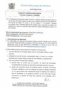 AVISO DE CONTRATAÇÃO DIRETA / PROCESSO LICITATÓRIO 008/2025