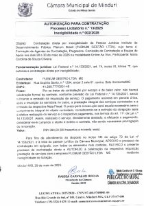 INEXIGIBILIDADE 02-2025 / PROCESSO LICITATÓRIO 13-2025