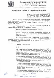 Proposta de Emenda à Lei Orgânica 001-2025